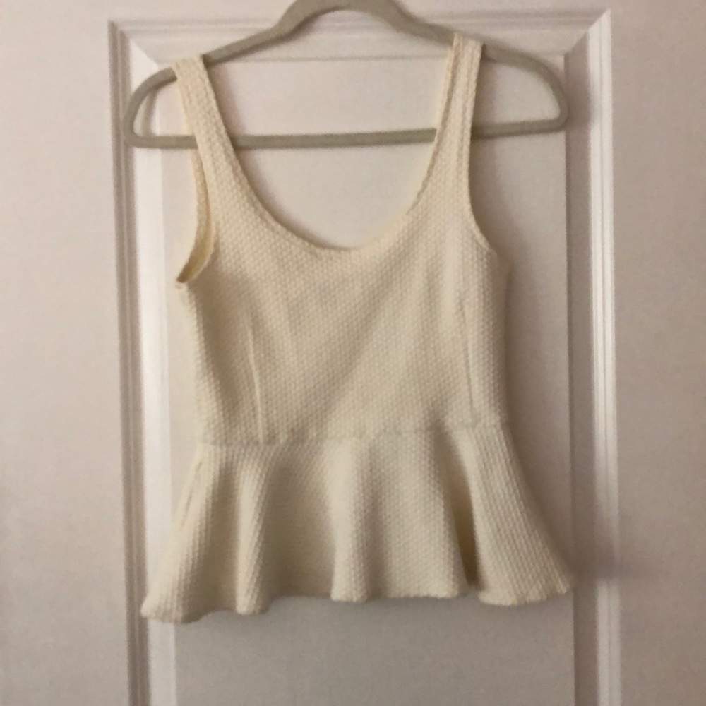 anthropologie peplum ivory top xs